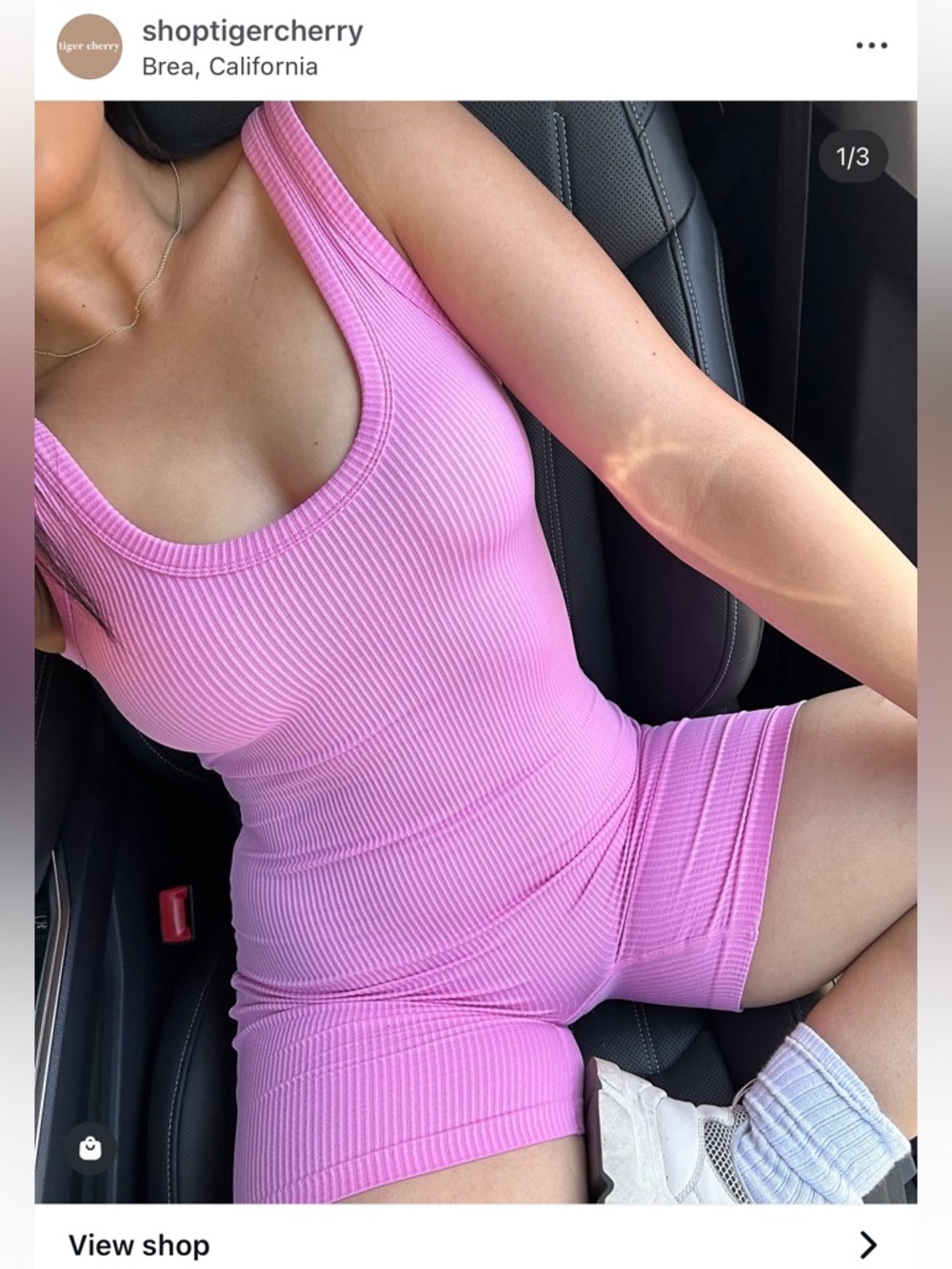 Ribbed Scoop Neck Pink Romper